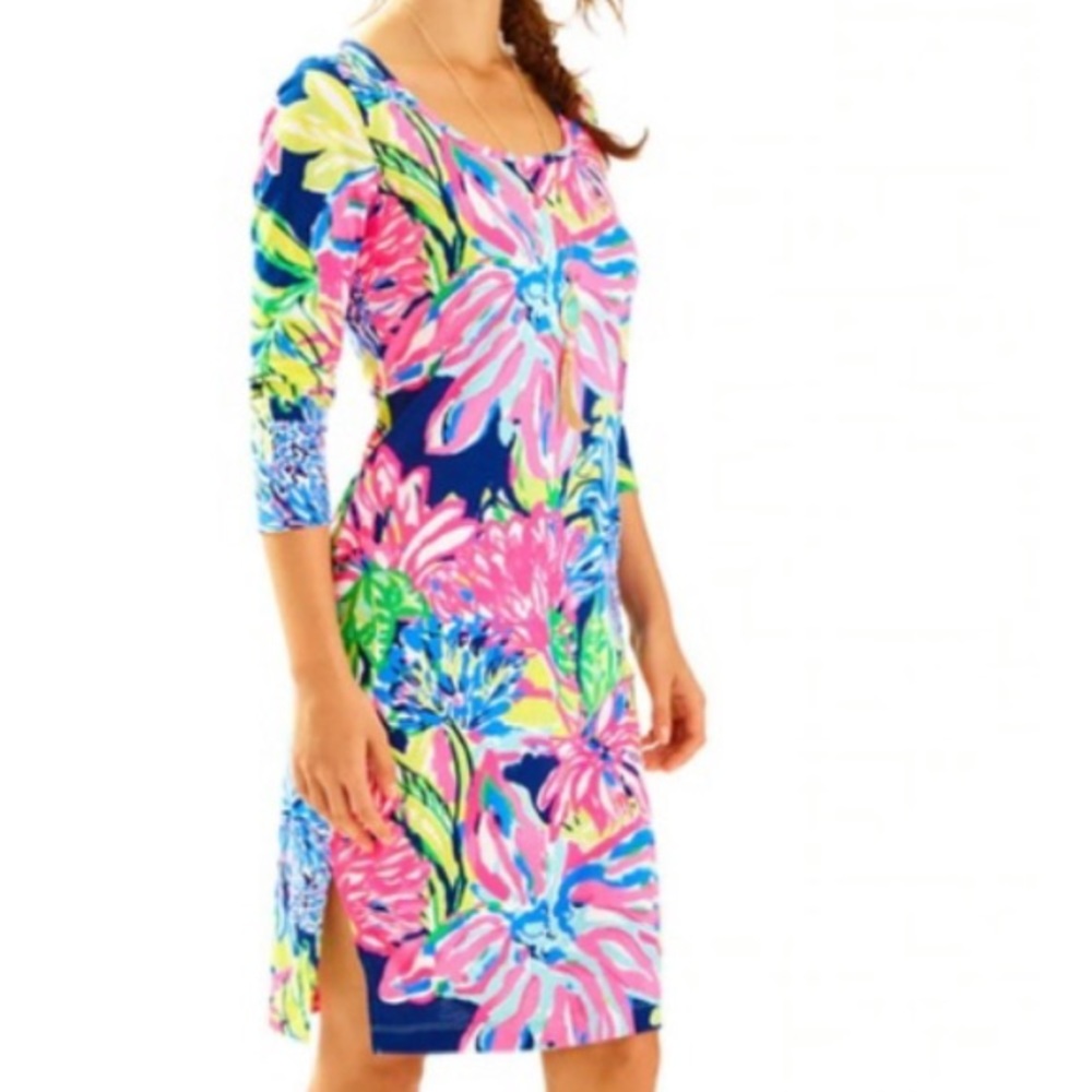 NWT Kenzie Dress Resort Navy Travelers Palm Sz S
